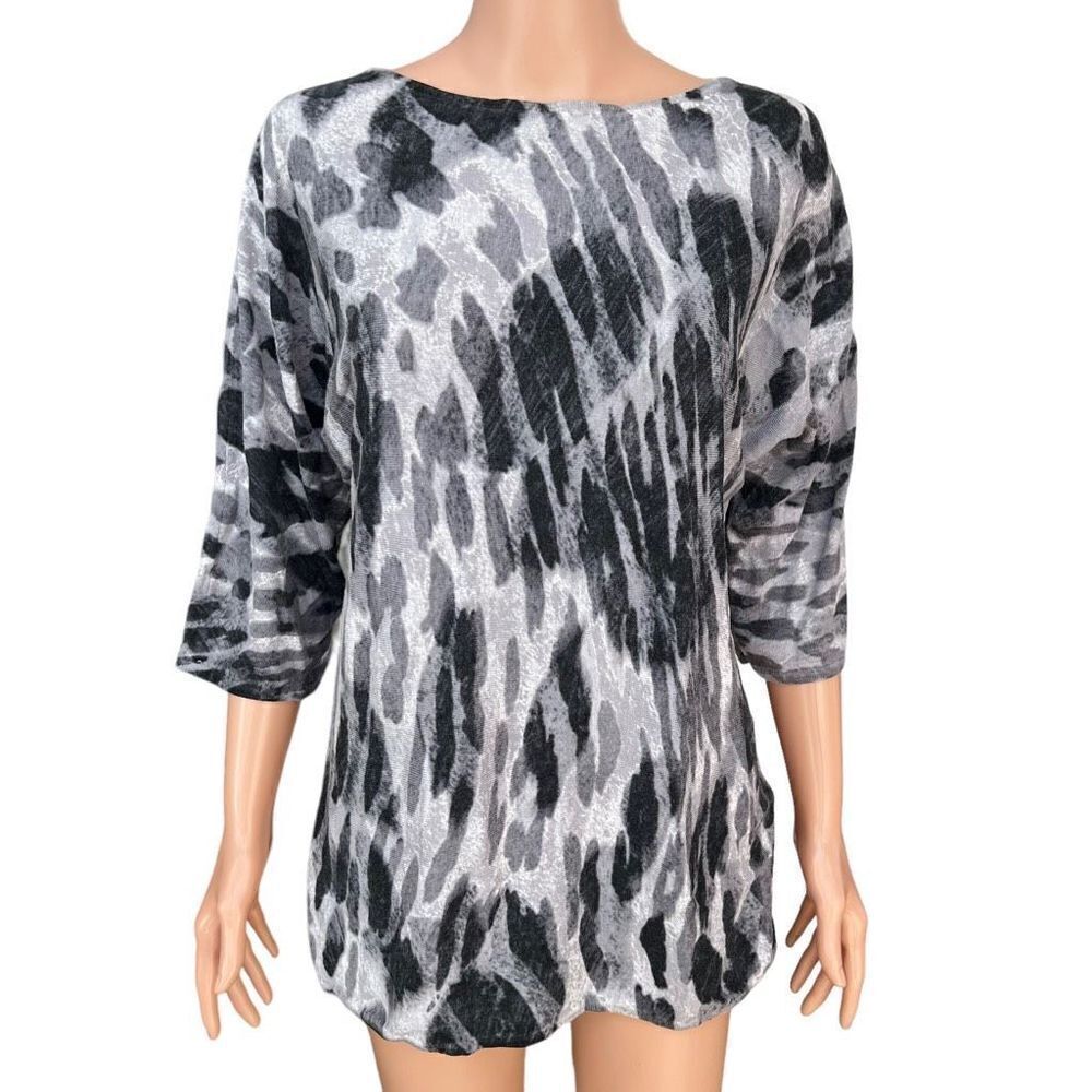 Jones New York dolman sleeve abstract silk/cotton/cashmere blend sweater size M